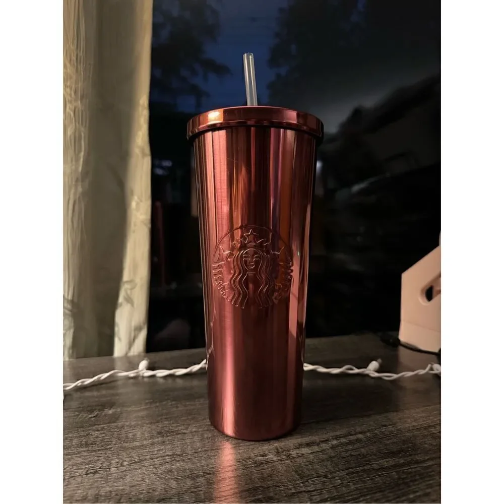 STARBUCKS rare rose gold stainless steel 24oz tumbler